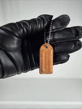 Authentic Coach Tan Leather Key Tag